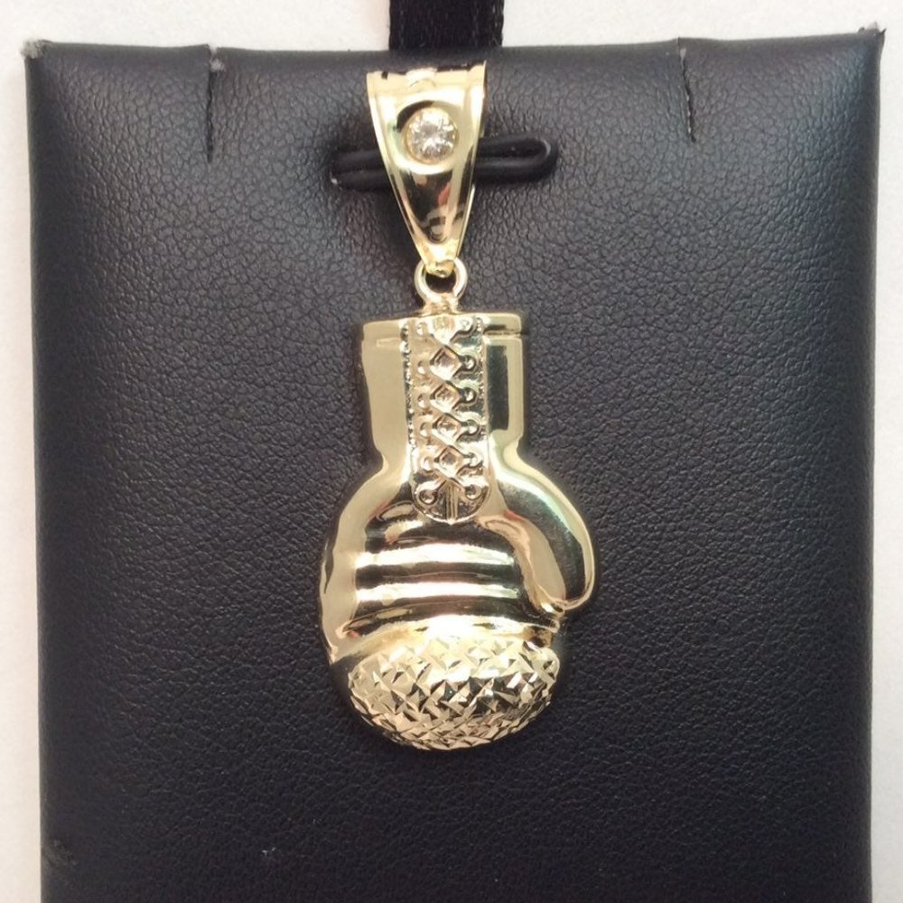 10k Yellow real Gold Boxing Gloves Pendant charm 3.1gr